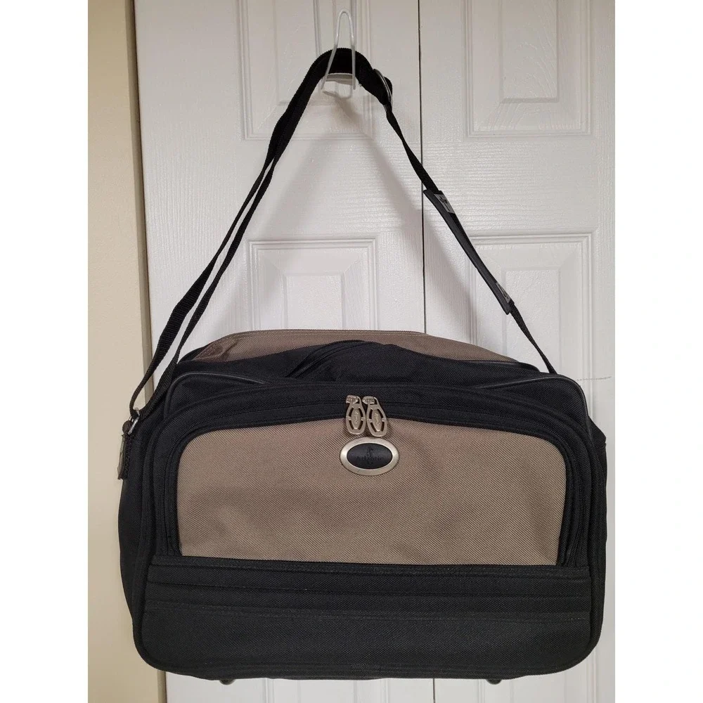 Atlantic Luggage Land/Sea Carry On Travel Bag‎ Black/Tan Laptop Shoulder Bag
